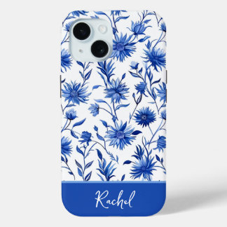Blue Floral Personalised iPhone case