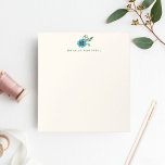 Blue Floral Personalised Notepad<br><div class="desc">Memo pad features a blue pansy flower and green botanical leaves in watercolor,  on a soft ecru background. Coordinating business cards,  notes and more available in our shop!</div>