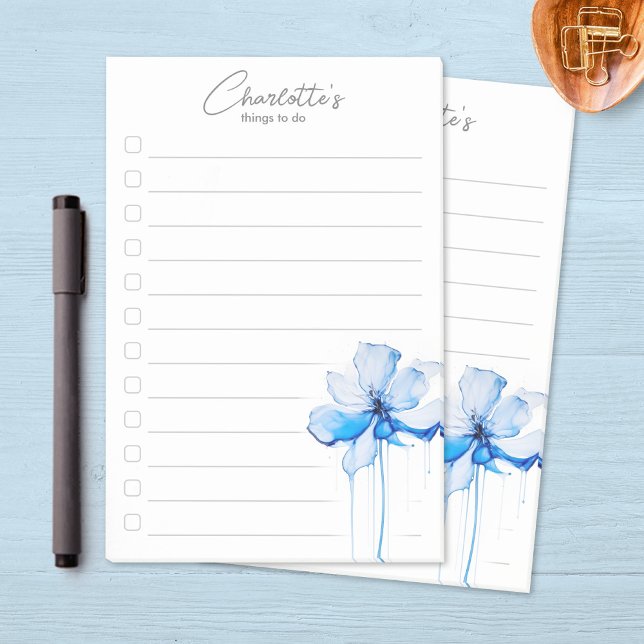 Blue Floral Personalised To-Do List Post-it Notes (Creator Uploaded)