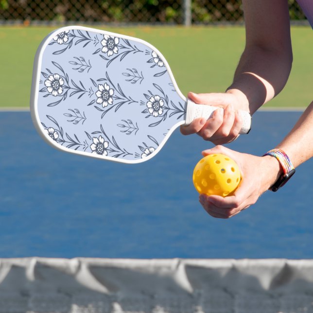 Blue floral pickleball paddle (Insitu)