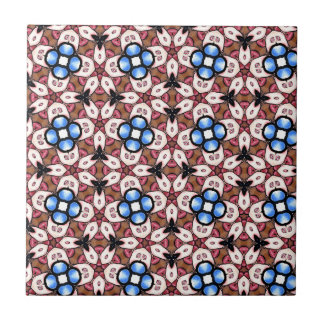 Blue Floral Pink and Brown  Ceramic Tile