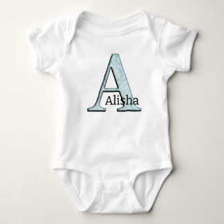 Blue Floral Print A monogram initials Gifts Baby Bodysuit
