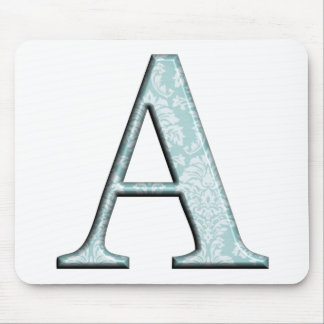 Blue Floral Print A monogram initials Gifts Mouse Pad