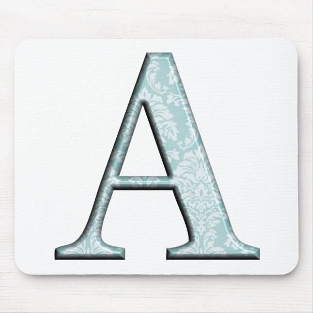 Blue Floral Print A monogram initials Gifts Mouse Pad (Front)