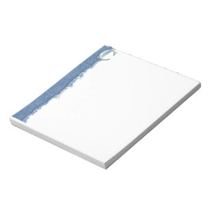 Blue Floral Print C monogram initials Gifts Notepad