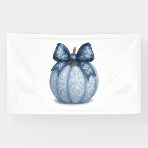 Blue Floral Pumpkin Banner
