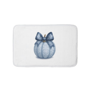 Blue Floral Pumpkin Bath Mat