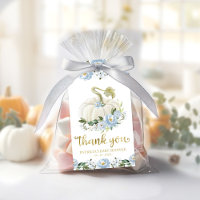 Blue Floral Pumpkin Fall Baby Shower Thank You