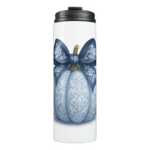 Blue Floral Pumpkin Thermal Tumbler