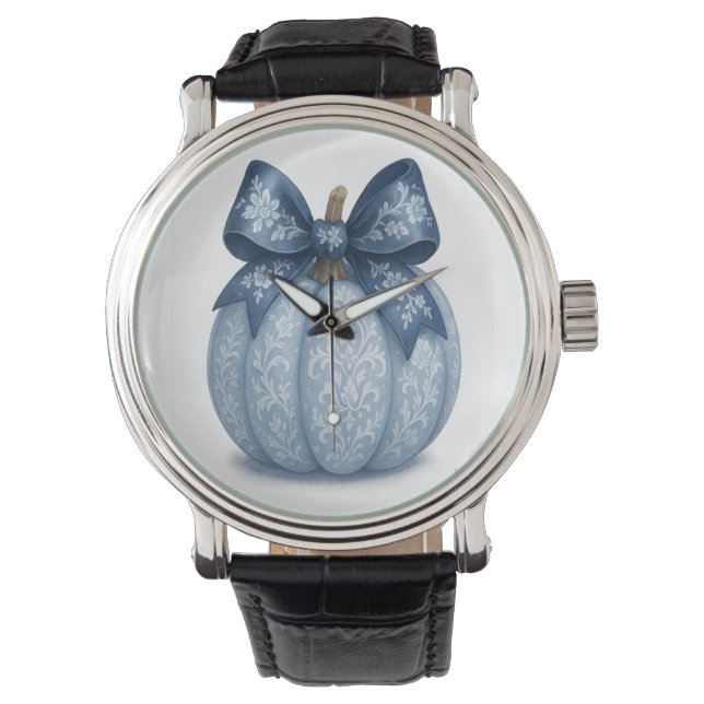 Blue Floral Pumpkin Watch (Front)