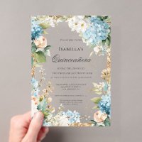Blue Floral Quinceañera Elegant Celebration 15