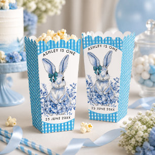 Blue Floral Rabbit 1st Birthday for Kids Favour Box