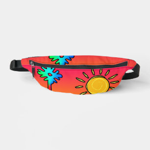 Blue Floral Rainbow  Bum Bags