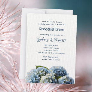 Blue Floral Rehearsal Dinner Invitation