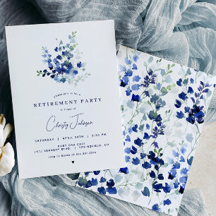 Blue Floral Retirement Party Invitation