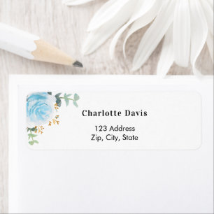 Blue floral return address label