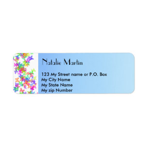 Blue floral return address label