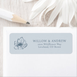 Blue Floral Return Address Label