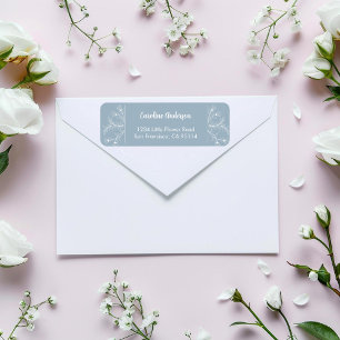 Blue Floral Return Address Label