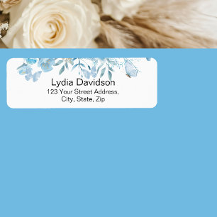 Blue Floral Return Address Label
