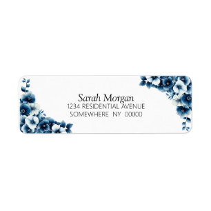 Blue Floral Return Address Label