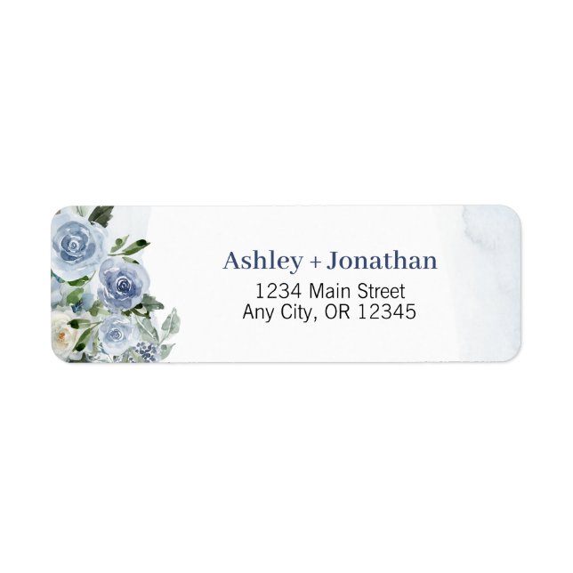 Blue Floral Return Address Labels | Personalised (Front)