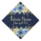 Blue Floral Rose Nursing Graduatuion Tassel Topper