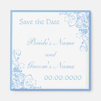Blue Floral Save the Date Wedding Favour Magnet