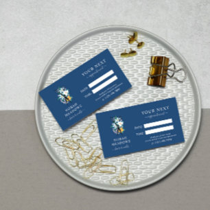 Blue Floral Scissors Hair Stylist Appointment