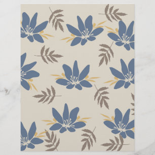 Blue floral Scrapbook Paper:
