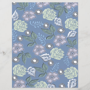 Blue Floral Scrapbook Paper