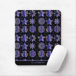 Blue floral seamless pattern personalised name mouse pad