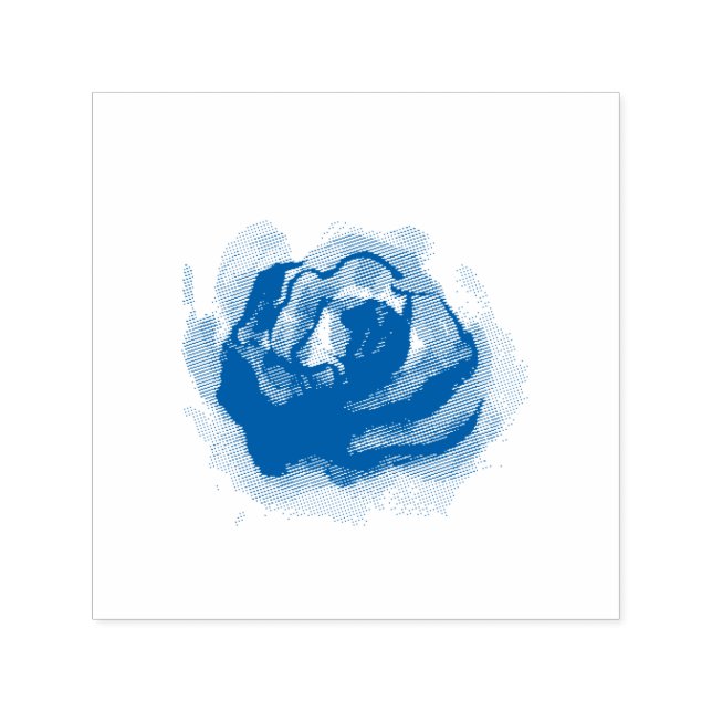blue floral  self-inking stamp (Design)