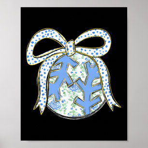 Blue Floral Sell Softll Coquette Bow Women Girls Poster