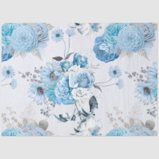 Blue Floral Series Design 1 Tissue Paper