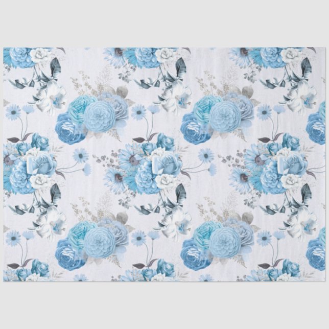 Blue Floral Series Design 2 Tissue Paper (Front)