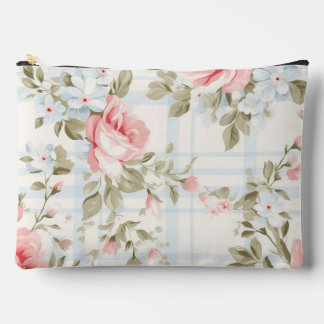 Blue floral shabby chic pattern accessory pouch