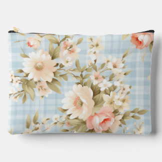 Blue floral shabby chic pattern accessory pouch