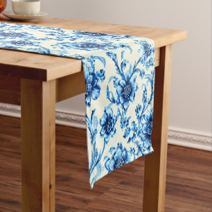 Blue Floral Short Table Runner