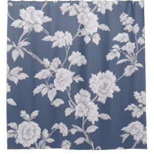 Blue floral shower curtain