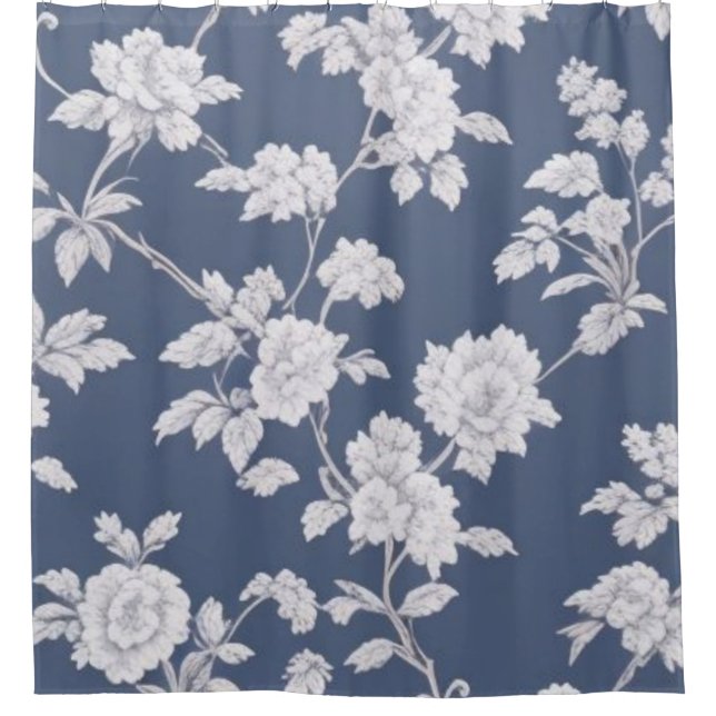 Blue floral shower curtain (Front)