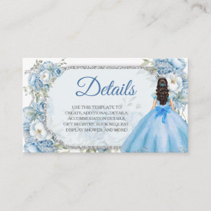 Blue Floral Silver Crown Quinceañera Detail Enclosure Card