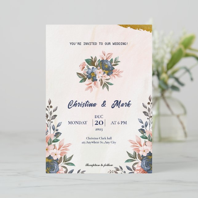 Blue Floral Simple Wedding (Standing Front)