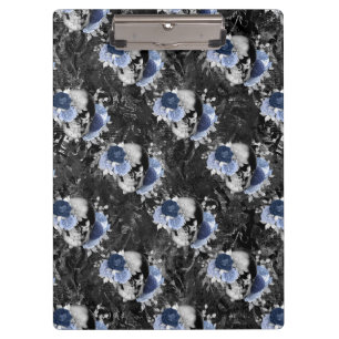 Blue Floral Skull Series Design 1 Clipboard