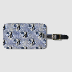 Blue Floral Skull Series Design 2 Luggage Tag