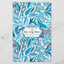 Blue Floral Soap Wrap - Flyer Paper