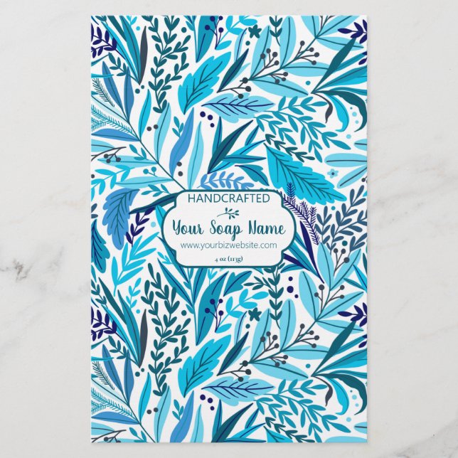 Blue Floral Soap Wrap - Flyer Paper (Front)