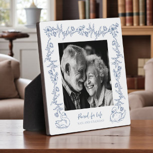 Blue Floral Swan Love Keepsake Nan Grandad Plaque