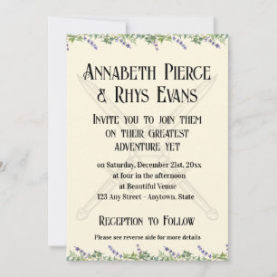Blue Floral Sword and D20 RPG Inspired Invitation