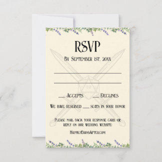 Blue Floral Sword and D20 RPG Inspired RSVP Card